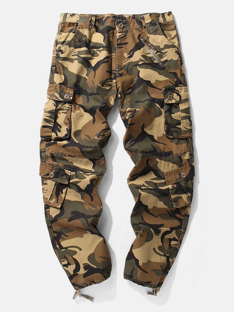 Miesten Camo Utility Street 100% Puuvillaiset Ranneke Cargo Pants