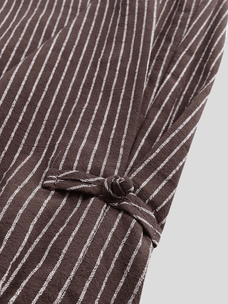 Miesten Vintage Stripe 100% Puuvillaa Yksivärinen Kiristysnyörillä Vapaat Housut