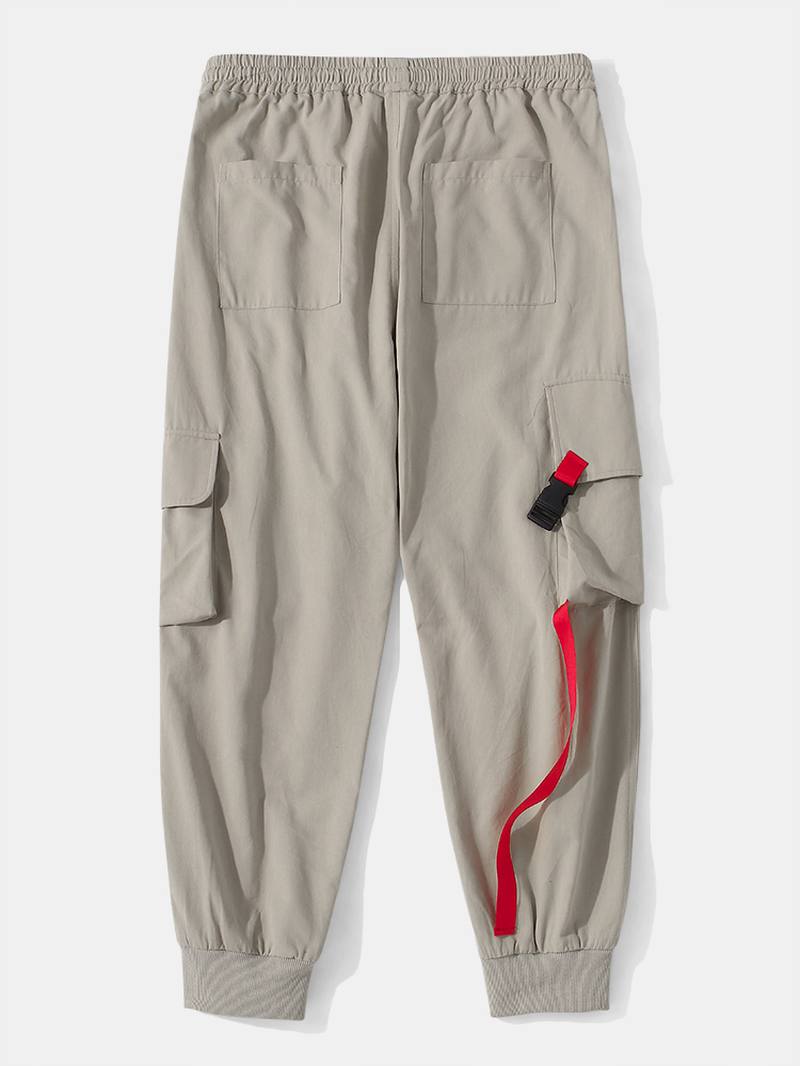 Miesten Yksivärinen Snap Patch Pocket 100% Puuvillaiset Jogger-housut