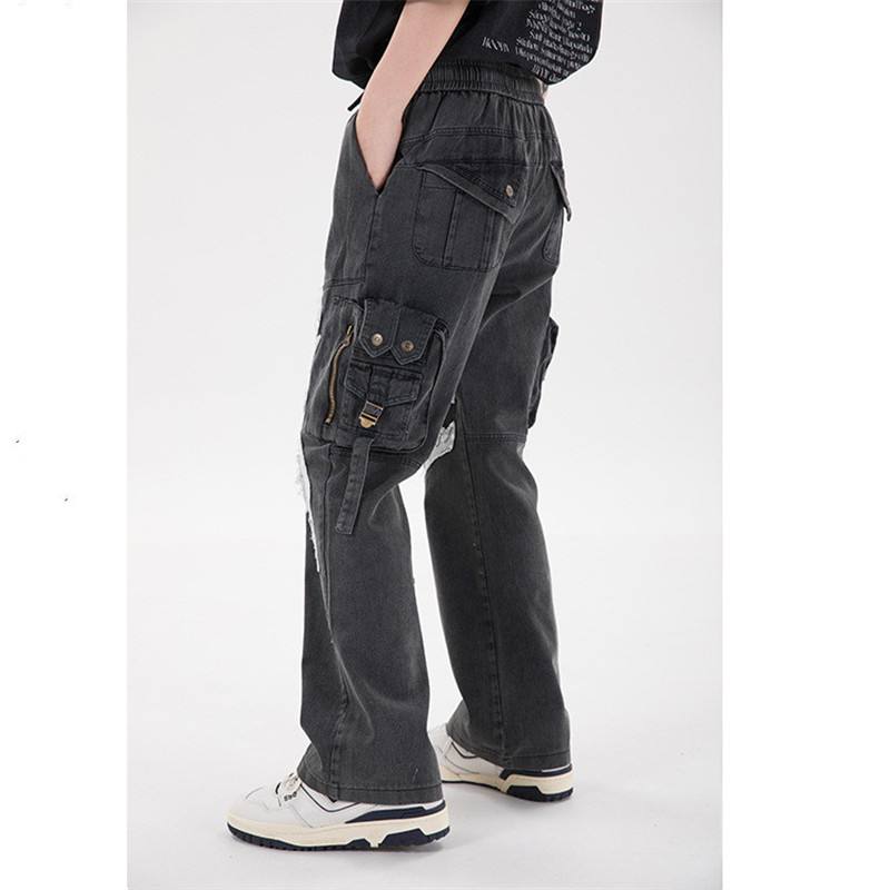 Multi-pocket Zipper Patch Miesten Housut Silhouette Rennot Housut