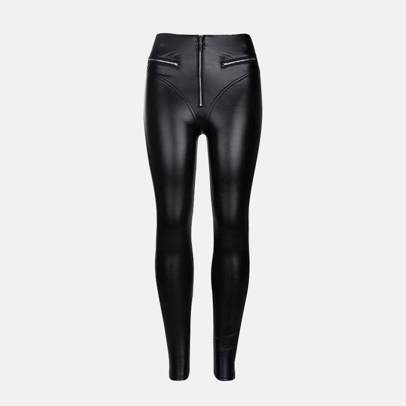 Naisten Talvikynähousut Capris Spring Sexy Streetwear Solid Black Slim Fit Korkeavyötäröiset Nahkahousut