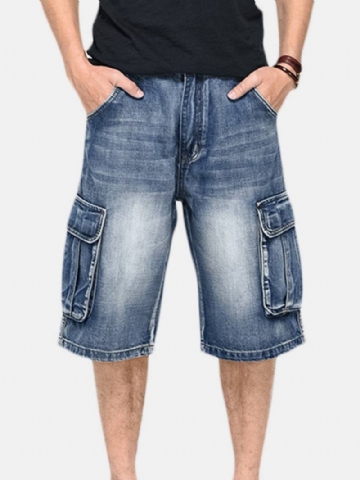 Kesä Miesten Big Pockets Farkut Löysät Street Skateboard Denims Shortsit