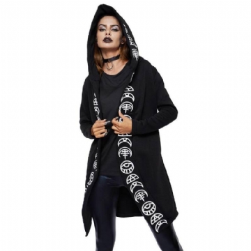 Fall Gothic Rento Cool Chic Musta Plus Size Naisten Collegepaidat Löysät Puuvillahupparit Yksiväriset Naisten Punk-hupparit