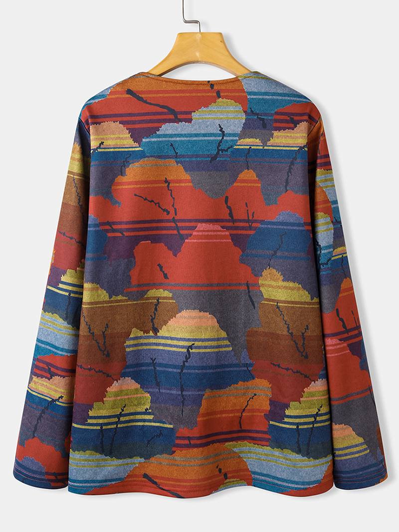 Naiset Kaikkialla Abstract Painatus Button Up O-kaula Vapaa-ajan Takit