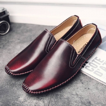 Miesten Rento Aitoa Nahkaa Slip On Flat Loafers Loafers