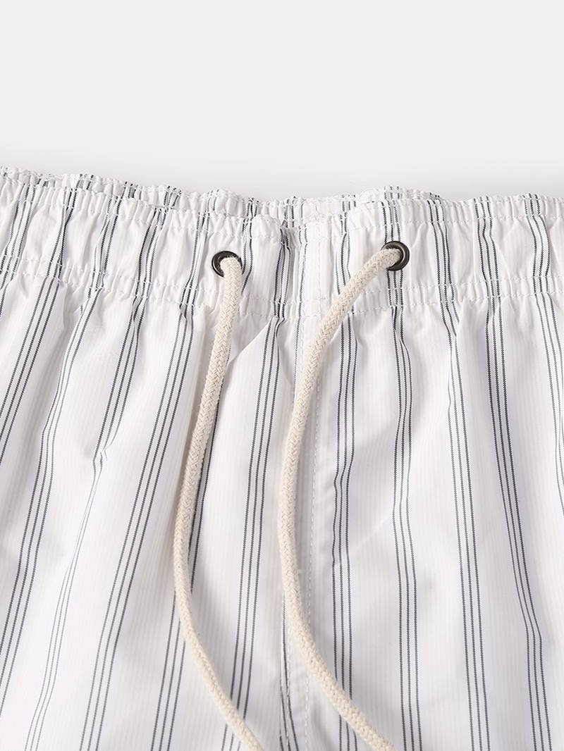 Miesten Cozy Stripe Loungewear Shortsit Kiristysnyörillä Nopeasti Kuivuvat Löysät Minishortsit