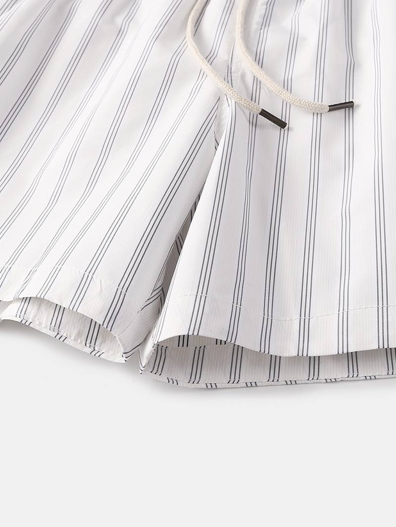 Miesten Cozy Stripe Loungewear Shortsit Kiristysnyörillä Nopeasti Kuivuvat Löysät Minishortsit