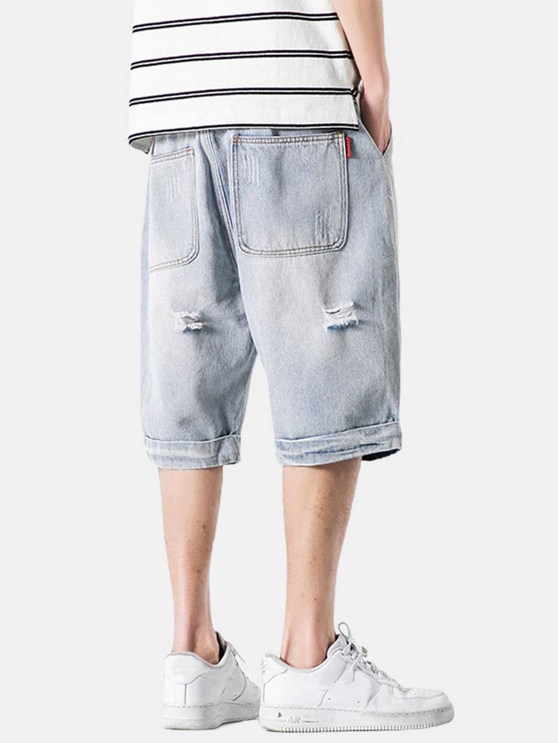 Miesten Rento Hole Designed Denim Shortsit