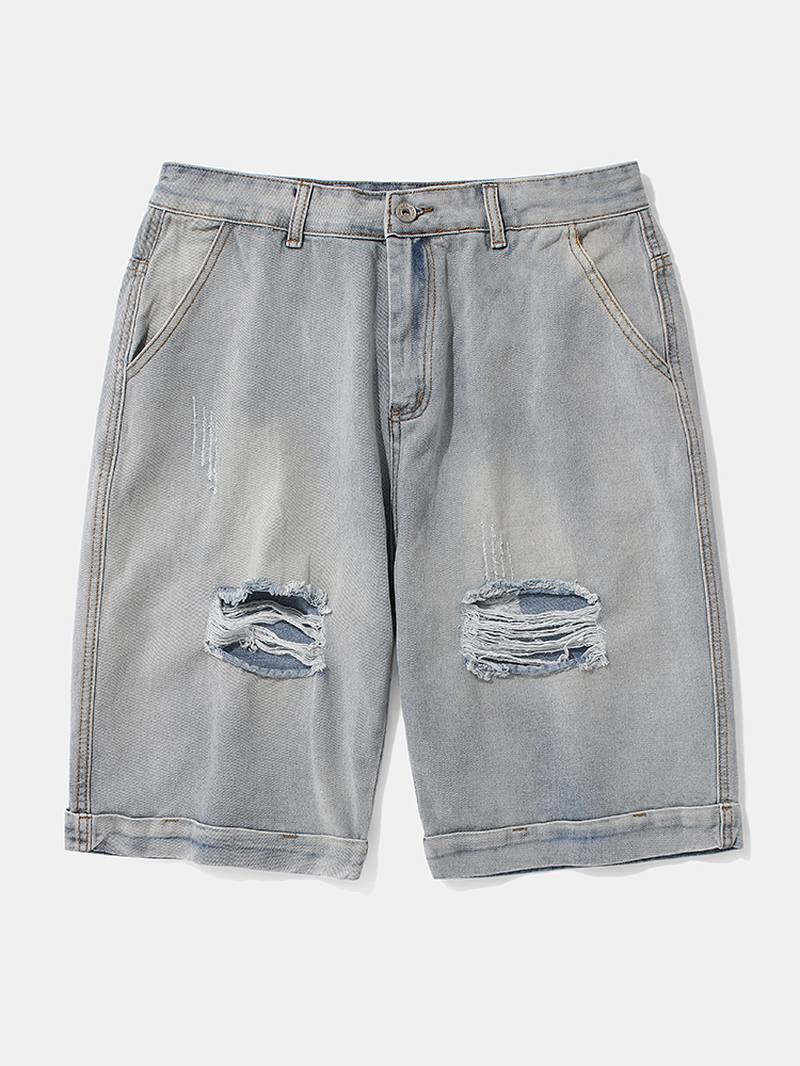 Miesten Rento Hole Designed Denim Shortsit