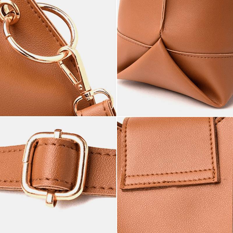 3 Kpl Pu-nahkaa Vintage Kiinteä Suurikapasiteettinen Lompakko Kytkinlaukku Puhelinlaukku Käsilaukku Crossbody Laukku Olkalaukku