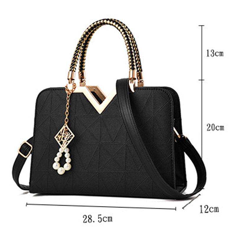 Elegant Naisten Golden Top Handle Satchel Handbag Kangaskassi Olkalaukku Helmiriipusella