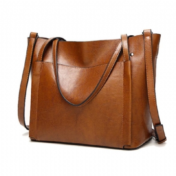 Naiset Öljy Nahka Tote Käsilaukut Vintage Olkalaukut Kapasiteetti Crossbody Laukut