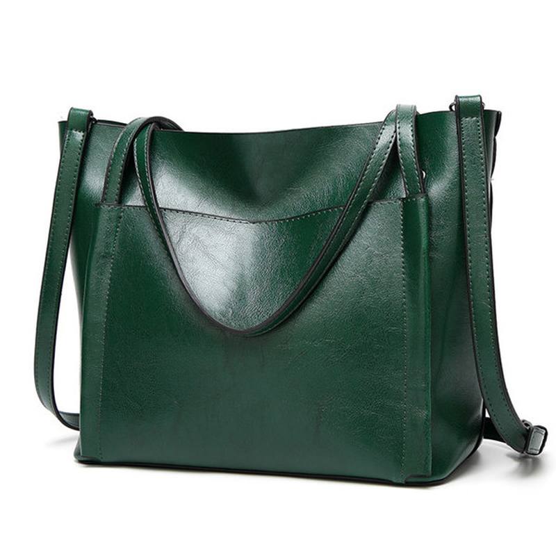 Naiset Öljy Nahka Tote Käsilaukut Vintage Olkalaukut Kapasiteetti Crossbody Laukut