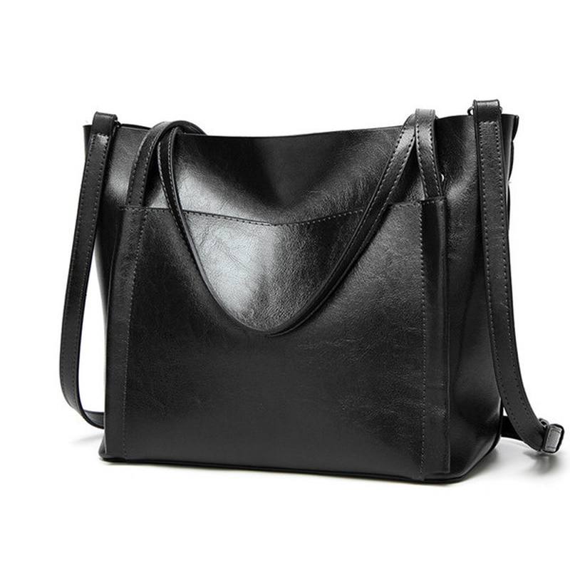 Naiset Öljy Nahka Tote Käsilaukut Vintage Olkalaukut Kapasiteetti Crossbody Laukut