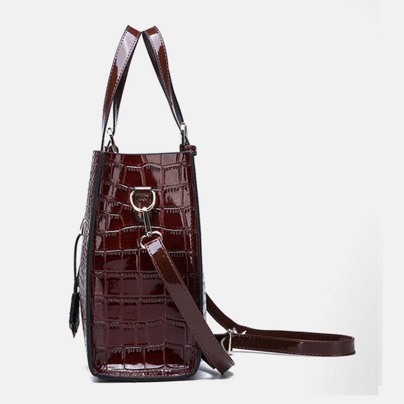 Naisten 2kpl Alligator Pu Multi-pocket Suurikapasiteettinen Käsilaukku Crossbody Laukku Tote