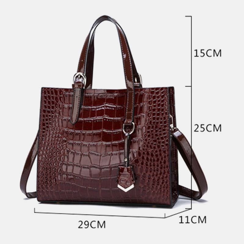 Naisten 2kpl Alligator Pu Multi-pocket Suurikapasiteettinen Käsilaukku Crossbody Laukku Tote