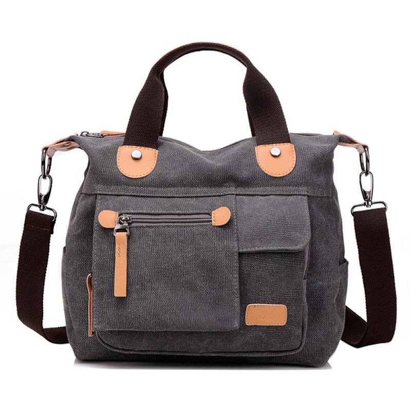 Naisten Canvas Rento Suurikapasiteettinen Toimiva Multi Pocket Käsilaukku Olkalaukku Crossbody Bag