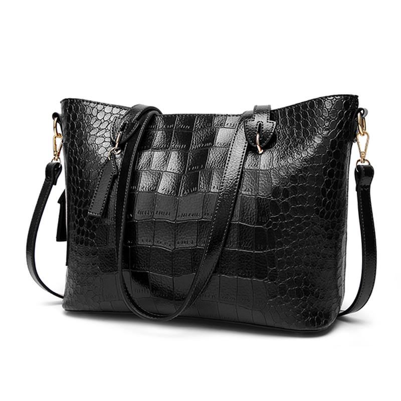 Naisten Crocodile Pattern Tote -käsilaukku