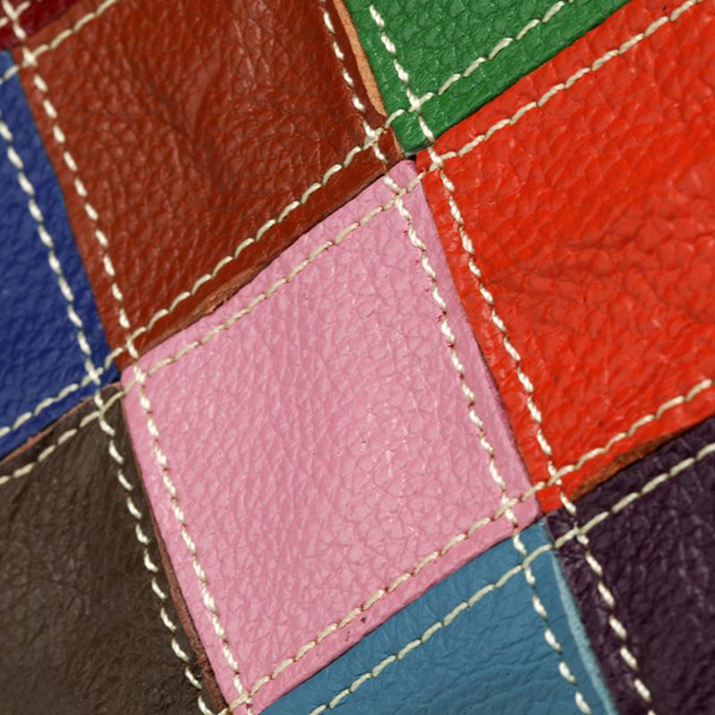 Naisten Patchwork Lehmännahka Värikäs Käsilaukku Tote Käsilaukku Crossbody Laukku