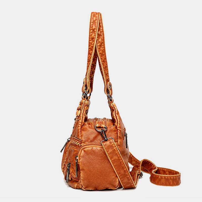 Naisten Pu-nahka Yksivärinen Suuri Kapasiteetti Retro Muoti Tote Käsilaukut Crossbody Laukut