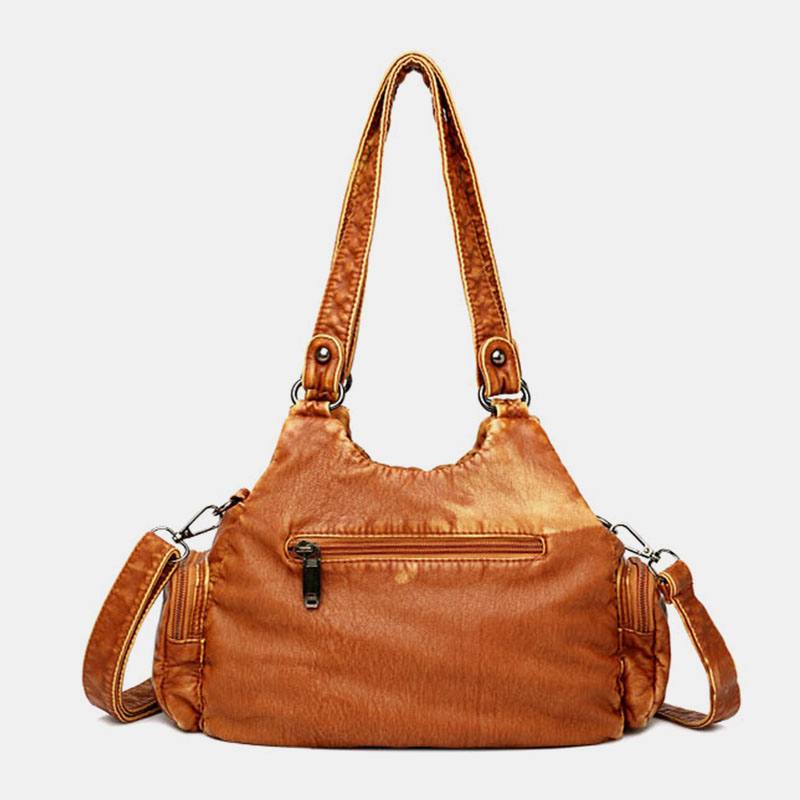 Naisten Pu-nahka Yksivärinen Suuri Kapasiteetti Retro Muoti Tote Käsilaukut Crossbody Laukut