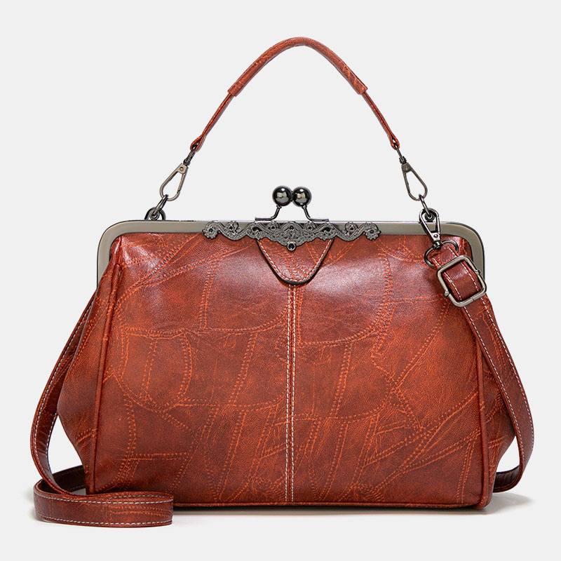 Naisten Pu-nahkainen Suuri Kapasiteetti Vintage Lock Käsilaukku Crossbody Bag Matkalaukku