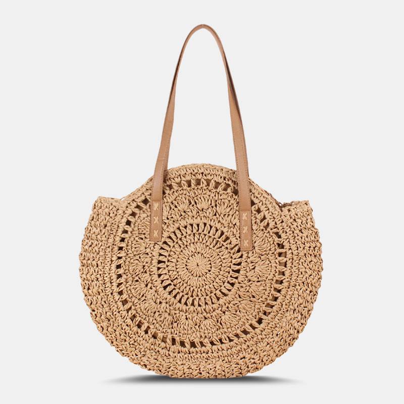 Naisten Simplicity Stripe Straw Bag Käsilaukut Tote Retro Beach Bag