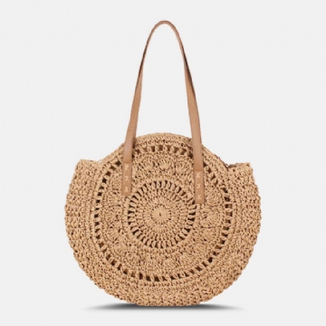 Naisten Simplicity Stripe Straw Bag Käsilaukut Tote Retro Beach Bag