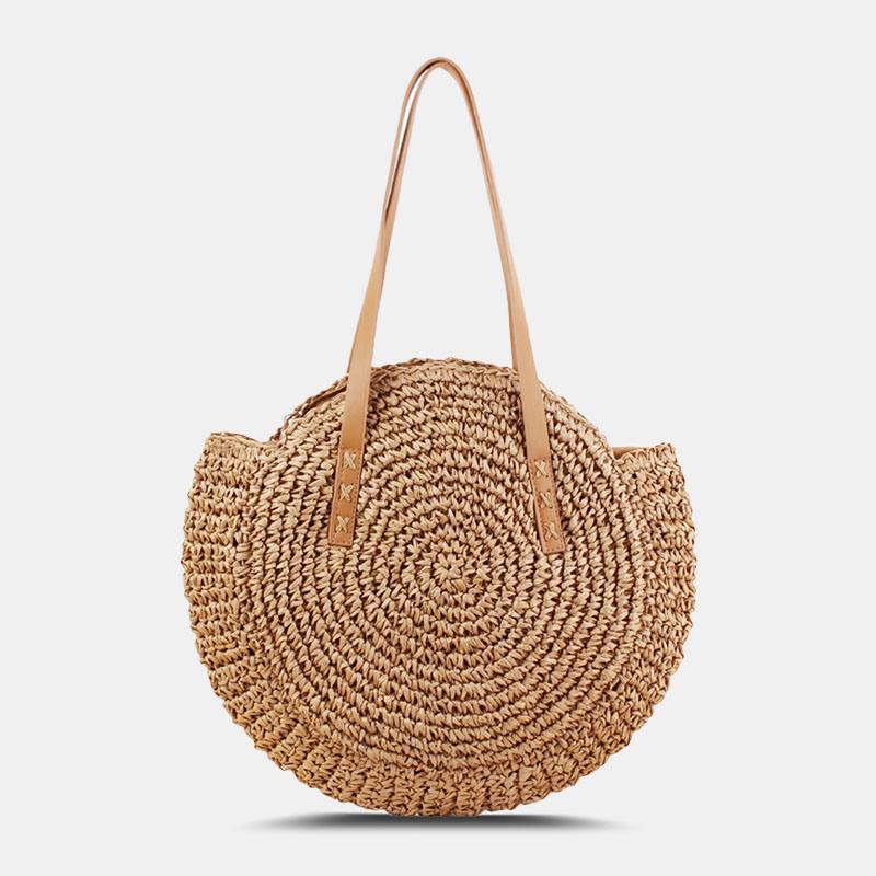 Naisten Simplicity Stripe Straw Bag Käsilaukut Tote Retro Beach Bag