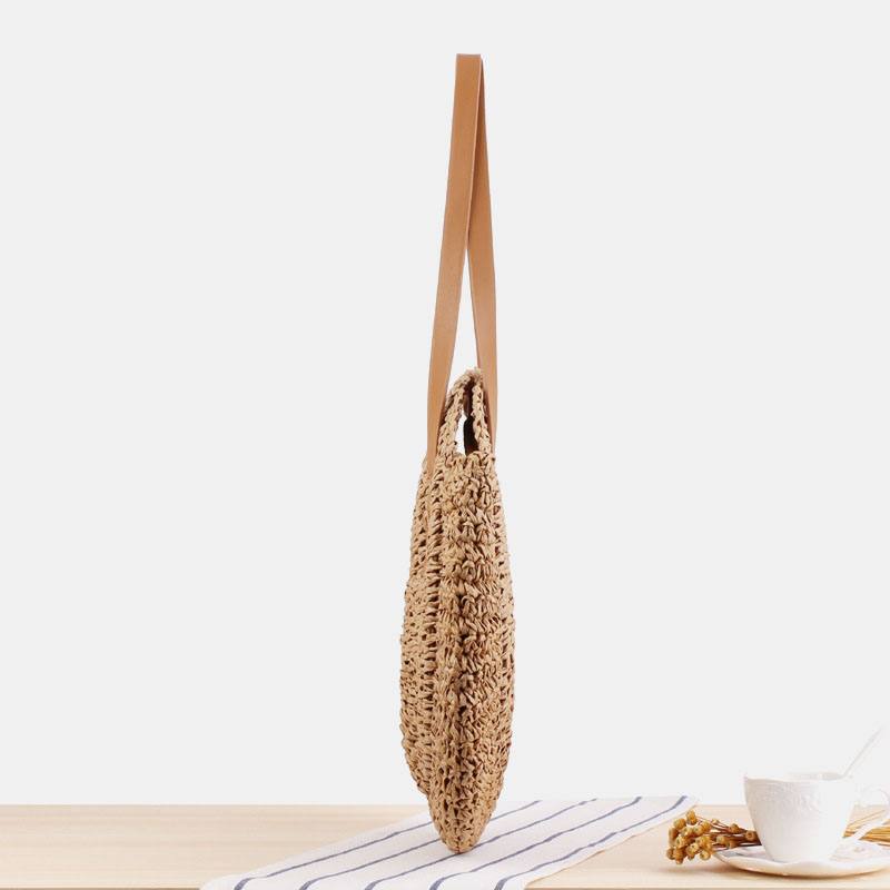 Naisten Simplicity Stripe Straw Bag Käsilaukut Tote Retro Beach Bag