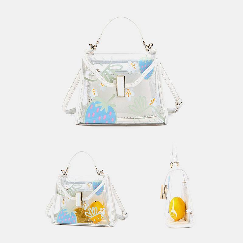 Naisten Twist Lock 2 Kpl Fruit Transparent Crossbody Bag -käsilaukku