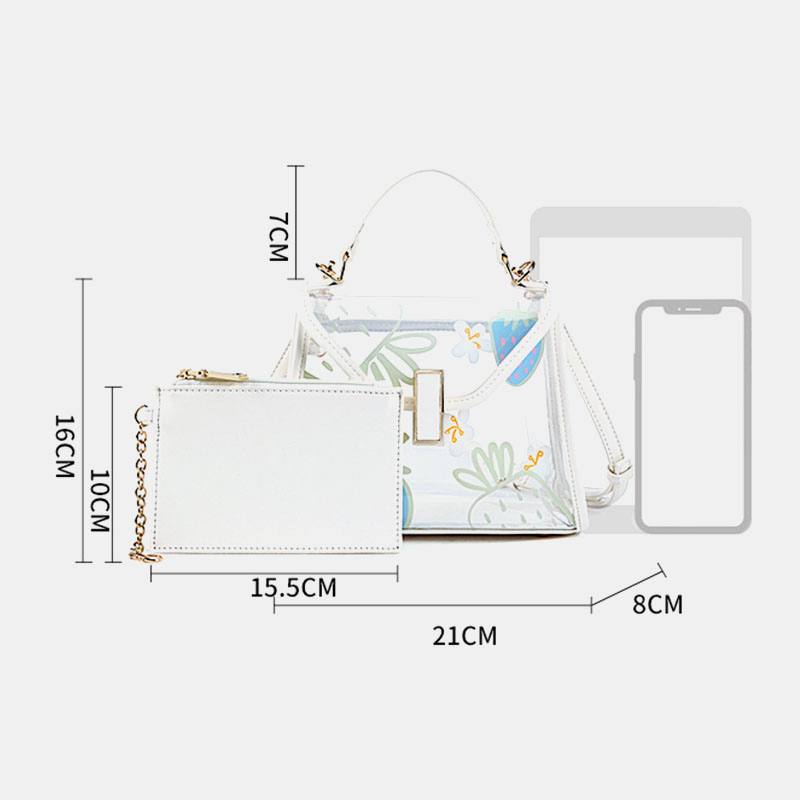 Naisten Twist Lock 2 Kpl Fruit Transparent Crossbody Bag -käsilaukku