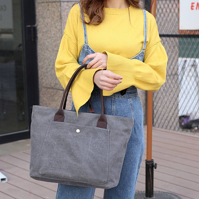 Vintage Simple Wild Tote Bags Suuren Kapasiteetin Käsilaukut Naisille