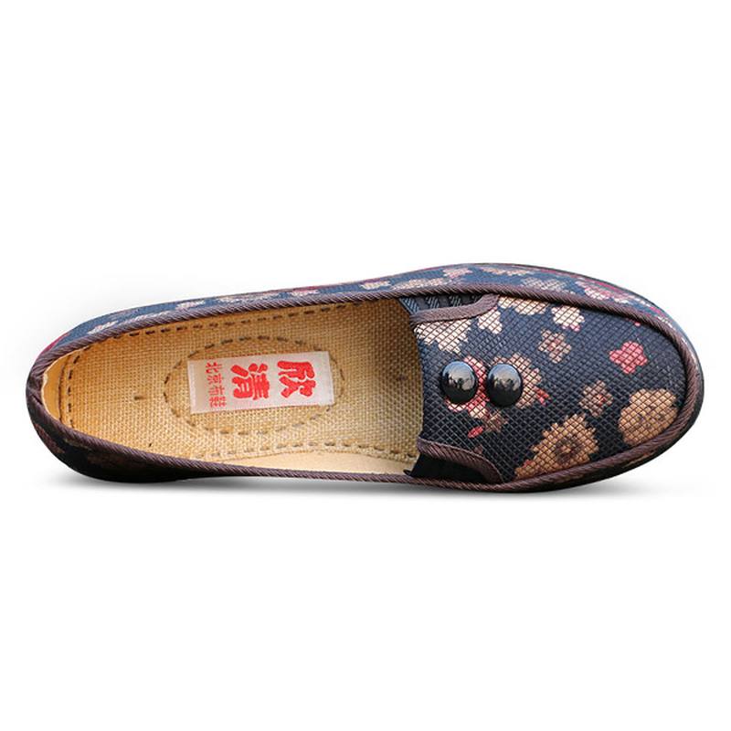 Floral Mesh Hengittävä Slip On Flat Kengät Pyöreä Toe Pehmeä Pohja Tasainen