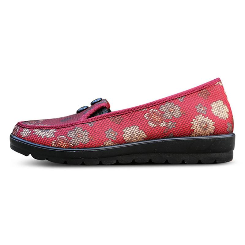 Floral Mesh Hengittävä Slip On Flat Kengät Pyöreä Toe Pehmeä Pohja Tasainen