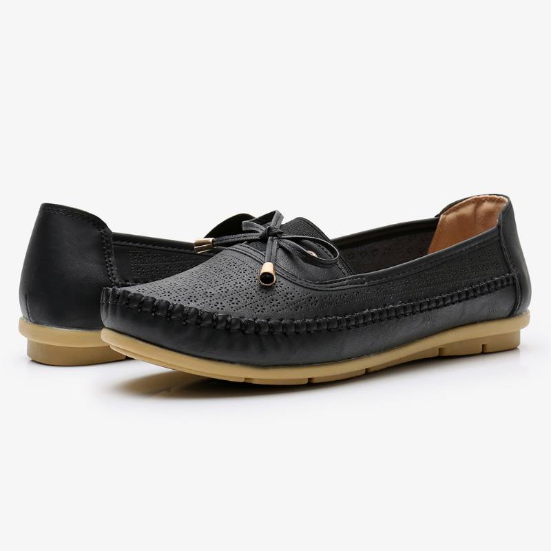 Naisten Hollow Out Bow Knot Pehmeä Pohja Slip On Rento Flat