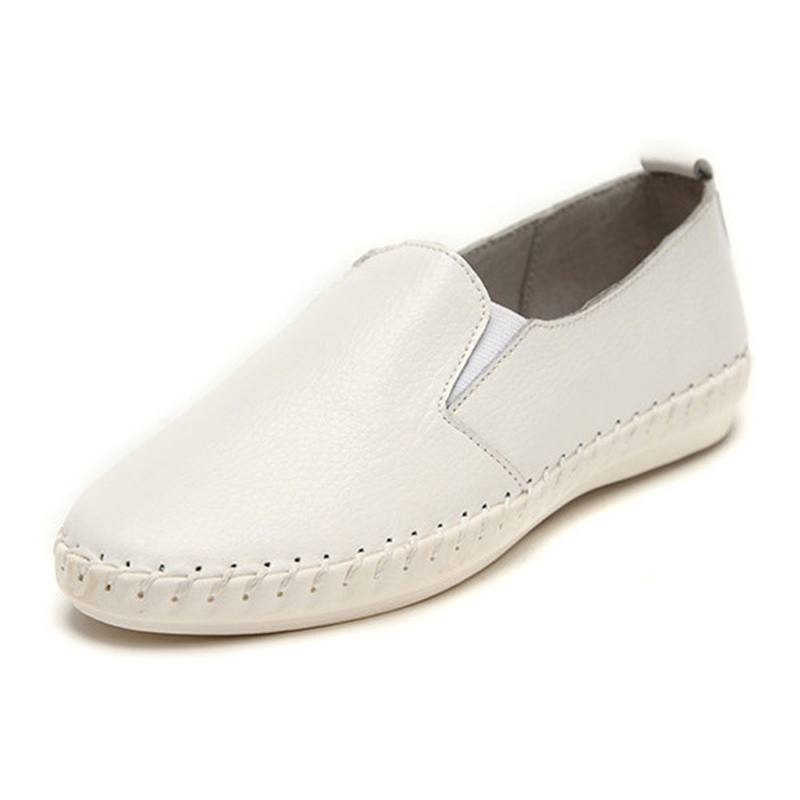 Naisten Kevät Rento Tasaiset Kengät Slip On Loafers Pehmeäpohjaiset Nahkaiset Tasaiset Kengät