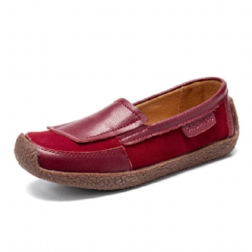 Naisten Nahkaa Splicing Soft Slip On Tasainen Loafers