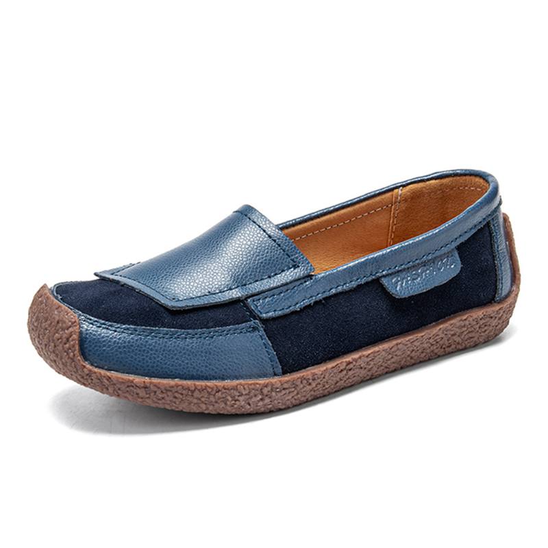 Naisten Nahkaa Splicing Soft Slip On Tasainen Loafers