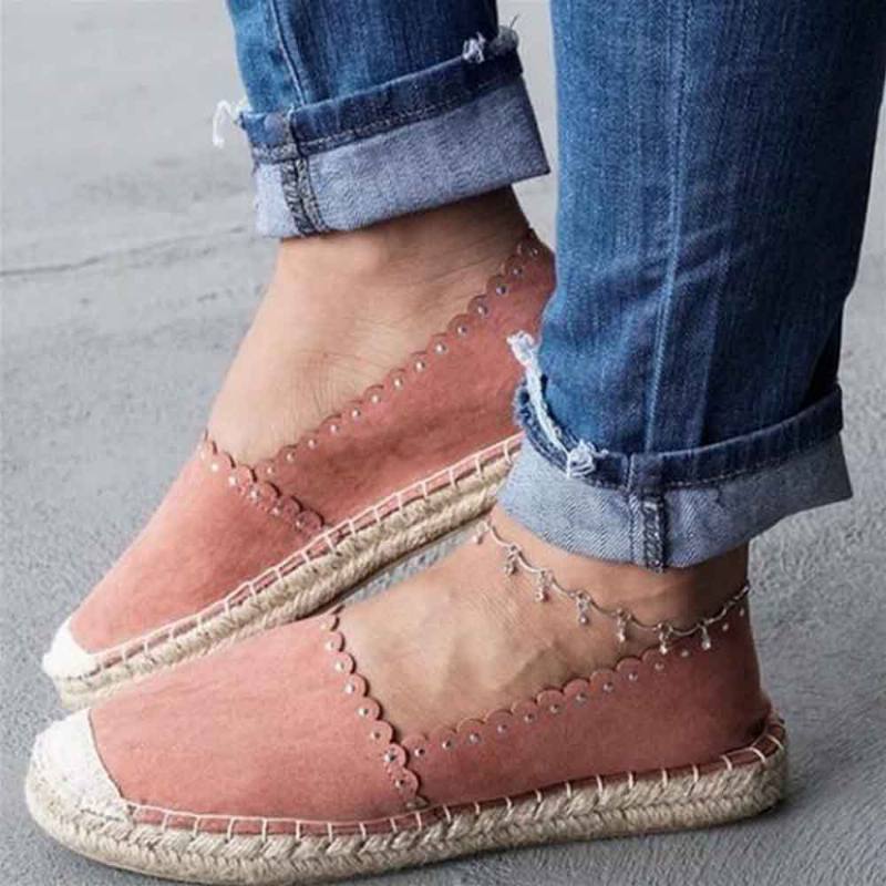 Naisten Rento Hengittävä Espadrille Flat Slip On Matalat Kengät