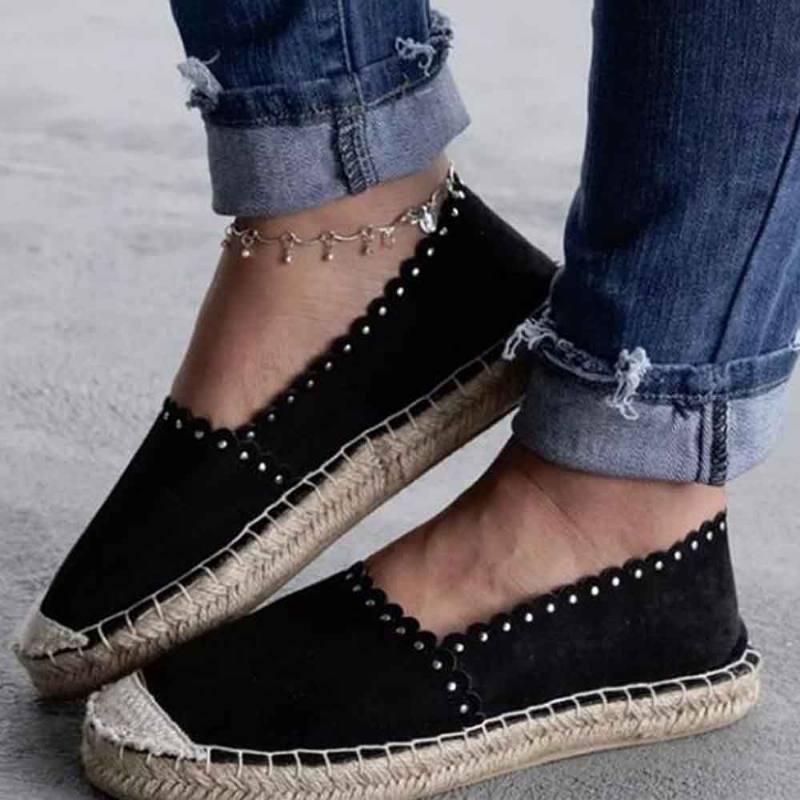 Naisten Rento Hengittävä Espadrille Flat Slip On Matalat Kengät