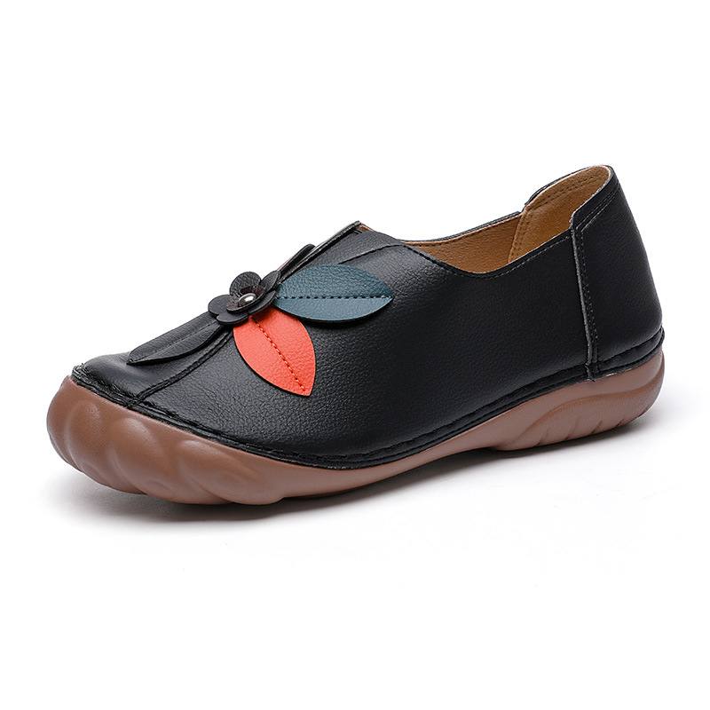 Naisten Retro-kukkaompeleet Pyöreät Toe Slip Flat Loafers -kenkiin