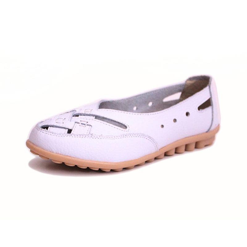 Naisten Summer Flat Rento Outdoor Hollow Out Nahka Pehmeät Mukavat Flat Loafers Kengät