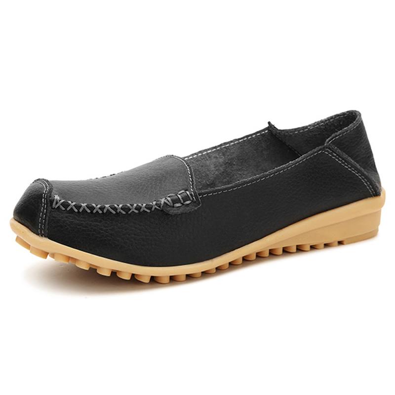 Naisten Tasaiset Kengät Mukavat Rento Slip Pyöreät Toe Soft Flat Loafers -kengät