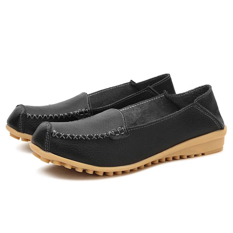 Naisten Tasaiset Kengät Mukavat Rento Slip Pyöreät Toe Soft Flat Loafers -kengät