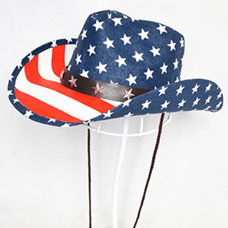 American Flag Panama Western Cowboy Hat Sailor Dance Hat Isänmaallinen Jazz Hat