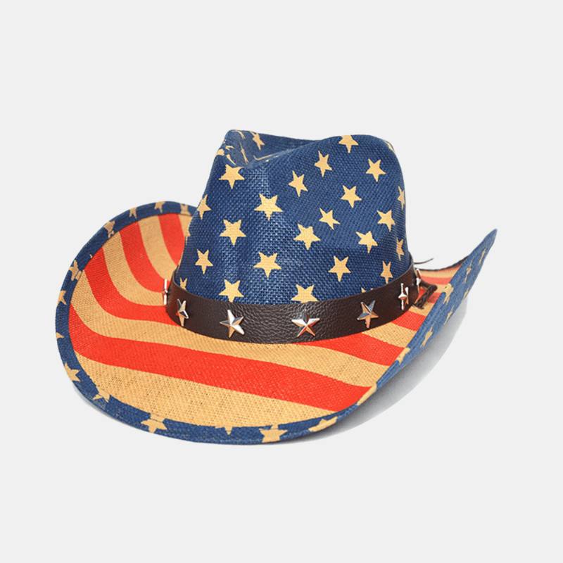 American Flag Panama Western Cowboy Hat Sailor Dance Hat Isänmaallinen Jazz Hat