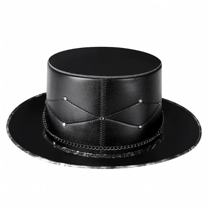 Doctor Pu Leather Magic Skull Black Top Hat Naisten Valokuvarekvisiitta