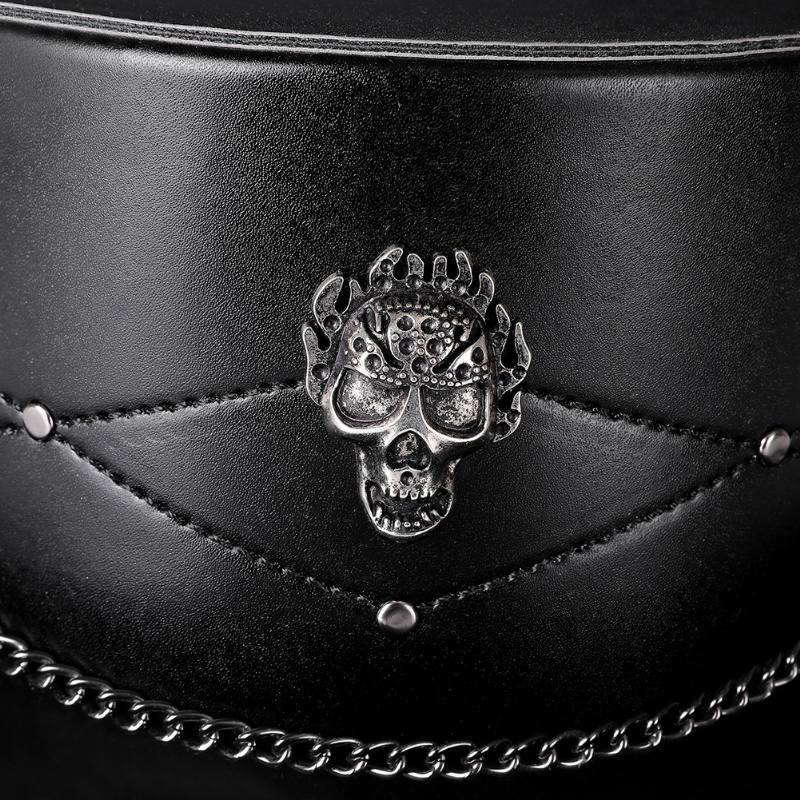 Doctor Pu Leather Magic Skull Black Top Hat Naisten Valokuvarekvisiitta