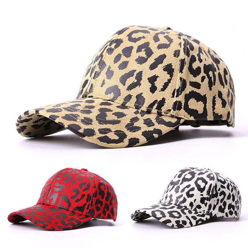 Hat Female Leopard Painatus Baseball Cap Sunshade Outdoor Travel Sun Protection Duck Tongue